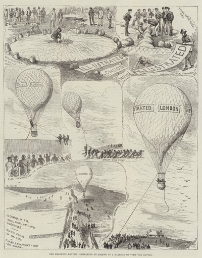 The Brighton Review, Preparing to Ascend in a Balloon to View the Battle by Alfred Courbould